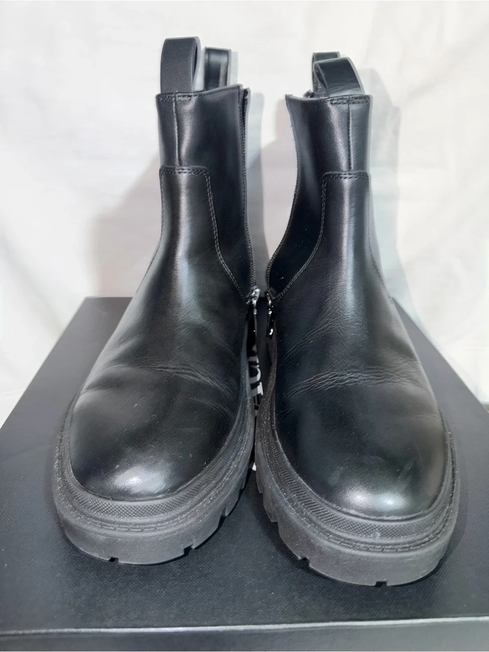 Coach Men’s Black Leather Lug-Sole Ankle Boots